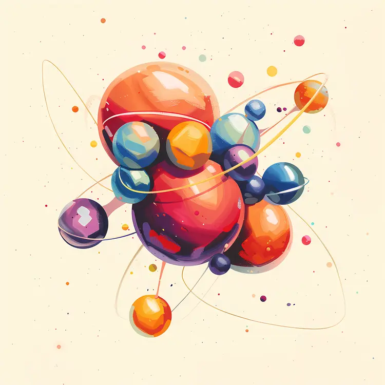Colorful Atoms and Orbits Illustration