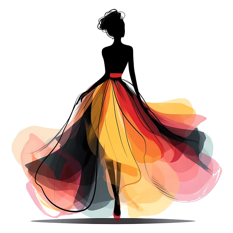 Elegant Colorful Dress Illustration
