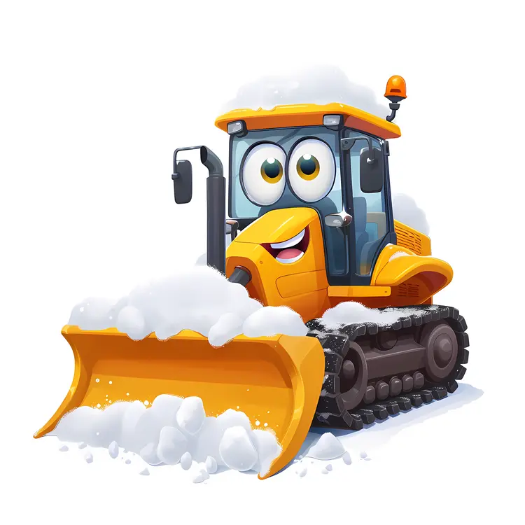 Yellow Snowplow Cartoon Illustration
