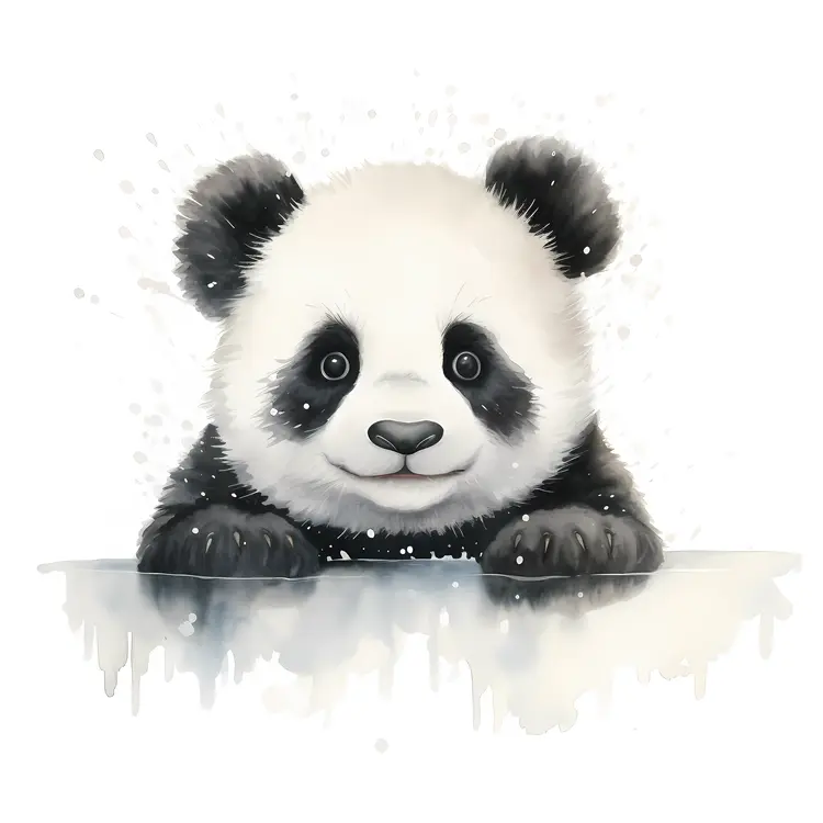 Cute Panda Peeking Over Edge