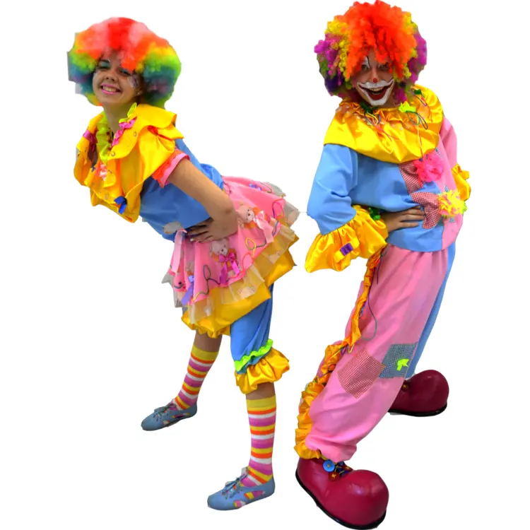Two Colorful Clowns Posing