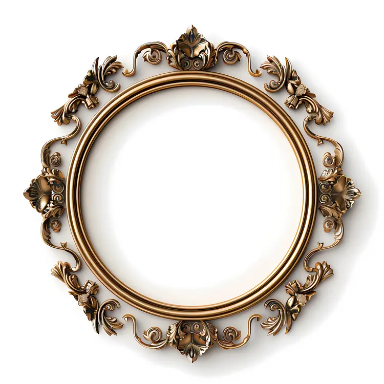 Ornate Round Frame in Gold