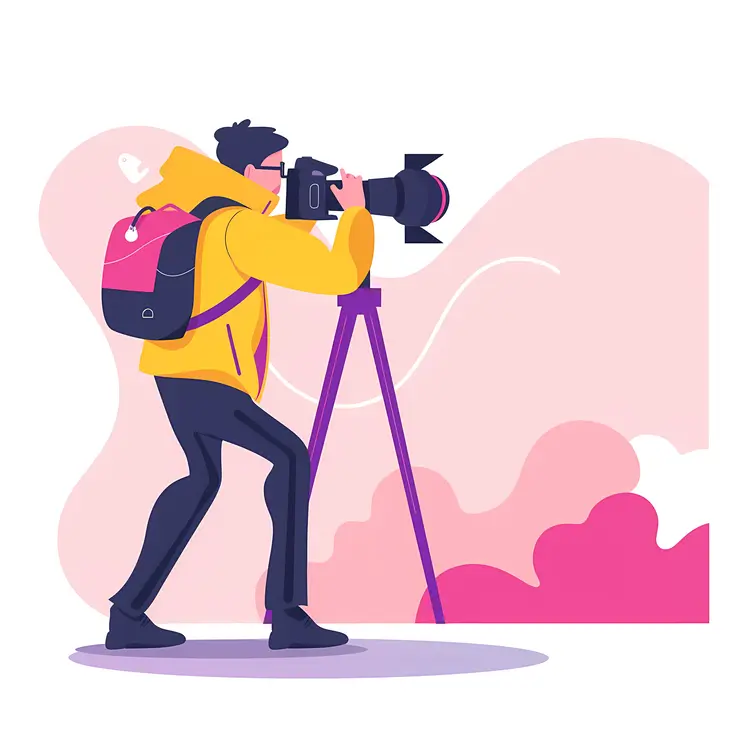 Photographer with Camera and Tripod