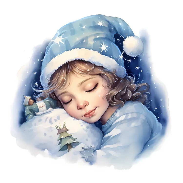 Child Sleeping with Blue Hat