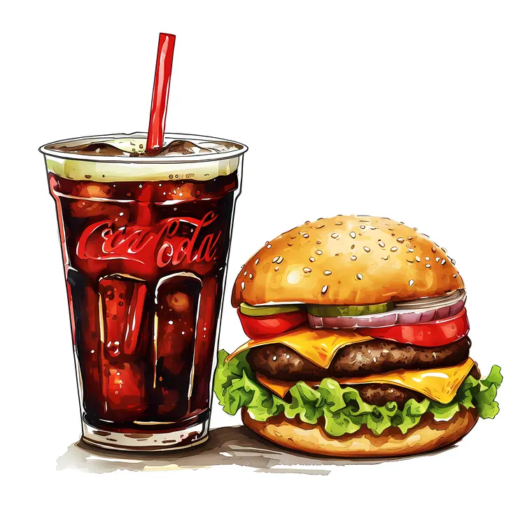 Tasty Burger and Chilled Soda