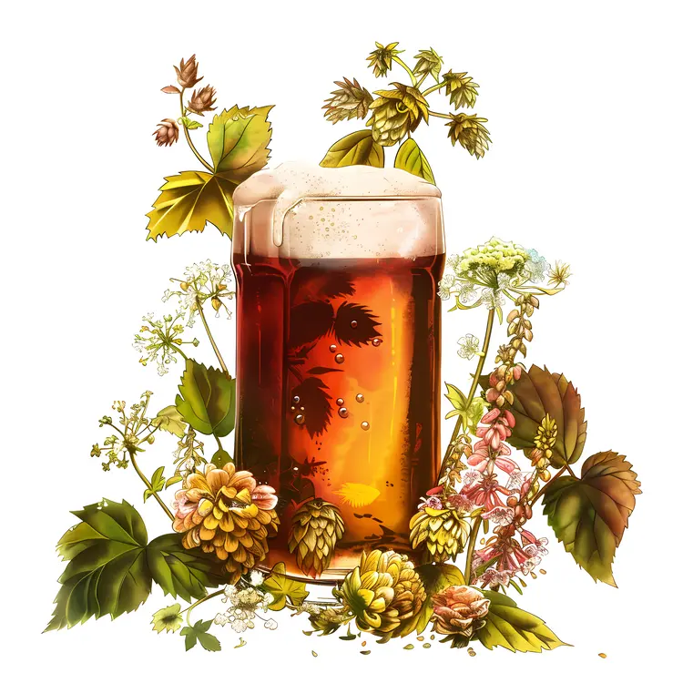 Glass of Beer with Hops