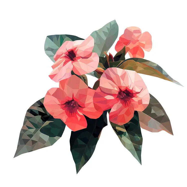 Red Flowers with Green Leaves