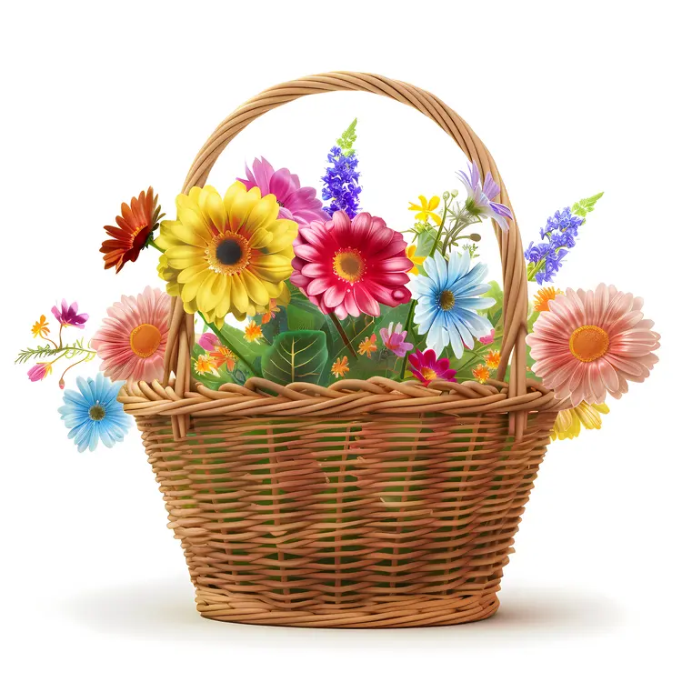 Basket of Colorful Flowers