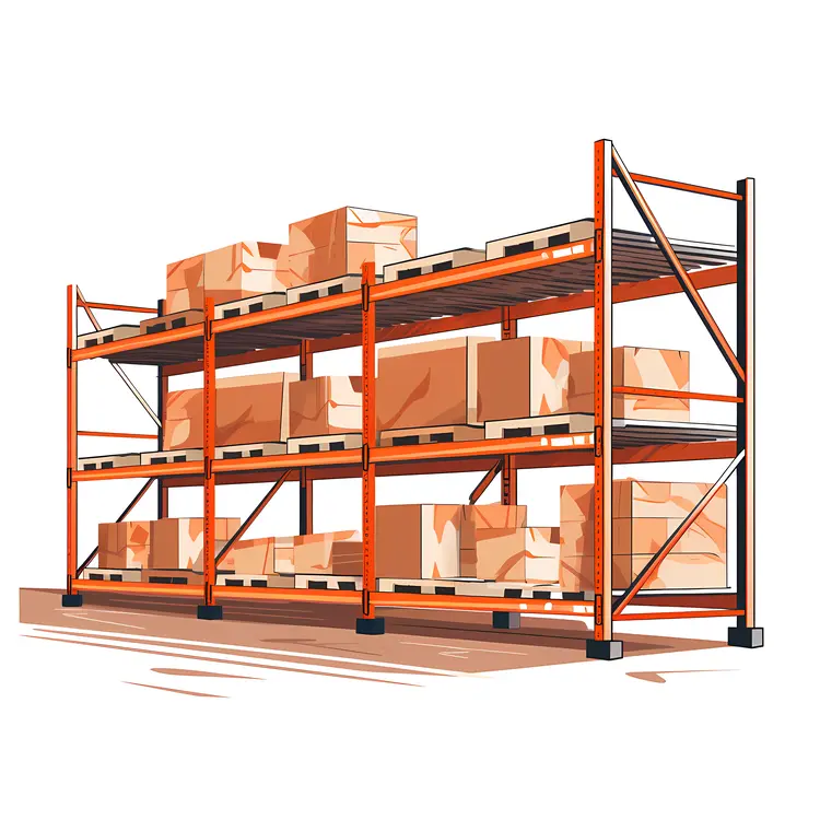 Warehouse Shelves with Boxes