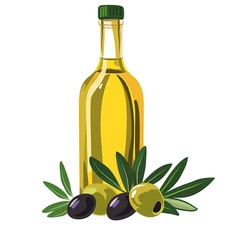 Olive Oil Bottle with Olives
