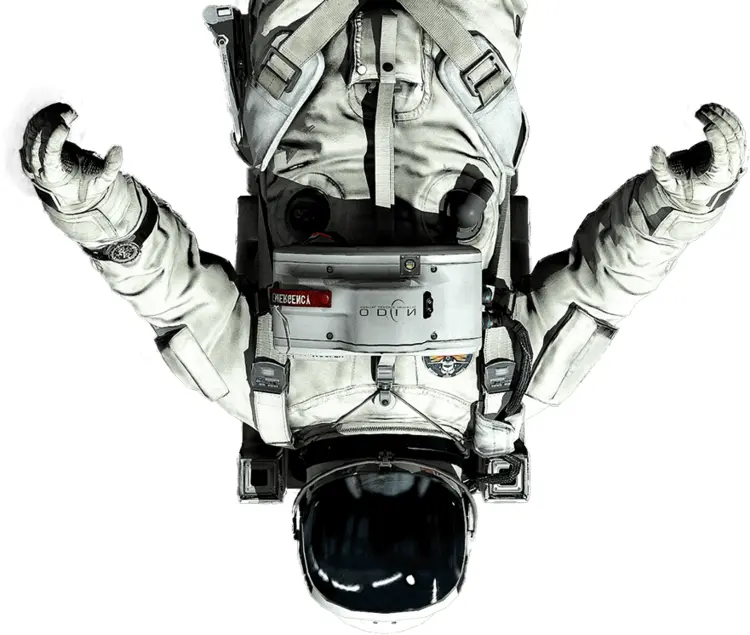Astronaut in Space Suit Upside Down