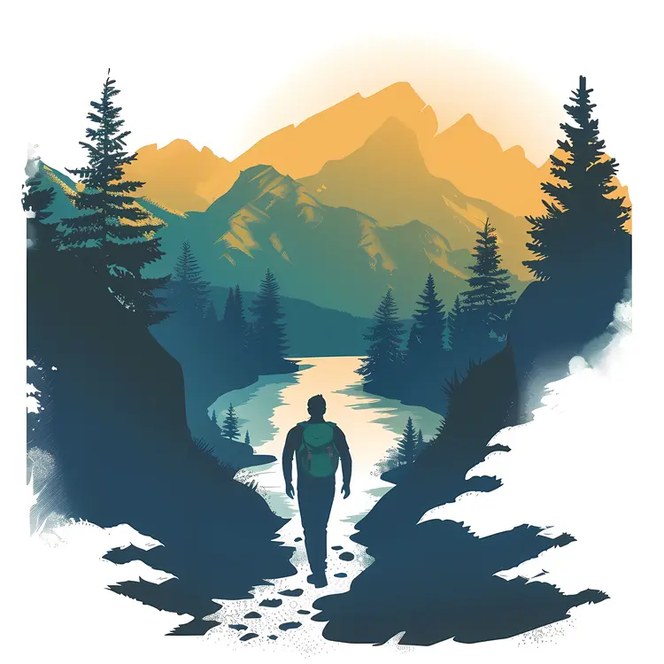 Hiker in Mountain Landscape
