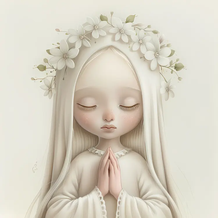 Praying Girl with Floral Crown