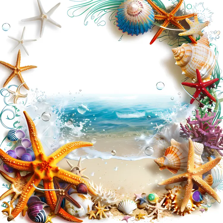 Seashells and Starfish Beach Frame