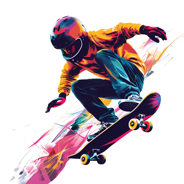 Colorful Skateboarder in Action