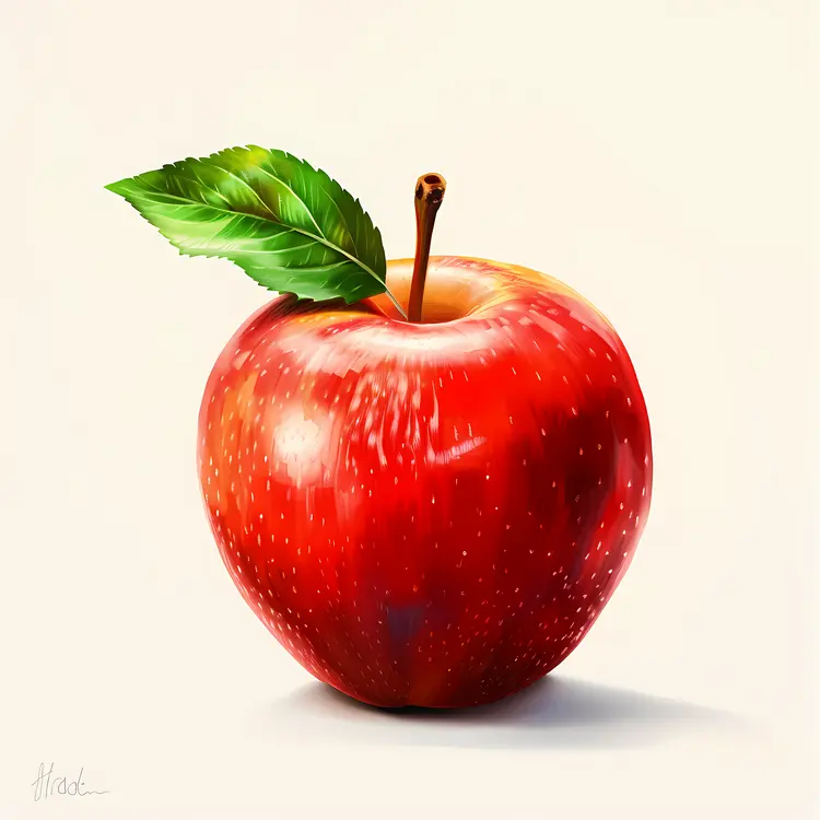 Fresh Red Apple with Leaf