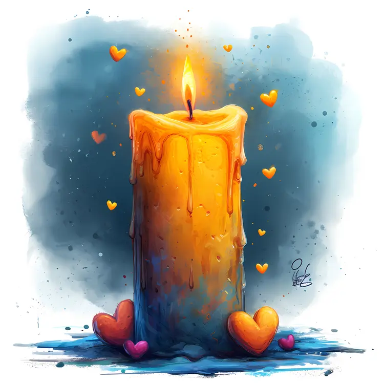 Heart Decorated Candle