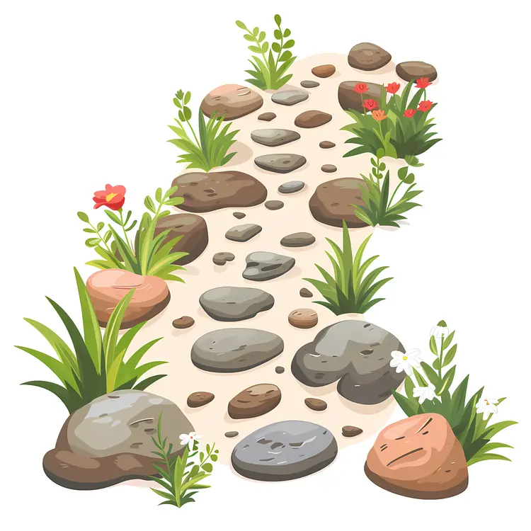 Stone Path with Plants in Garden