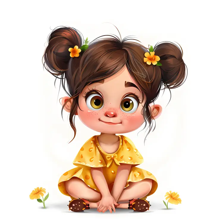 Cute Girl with Flowers in Hair
