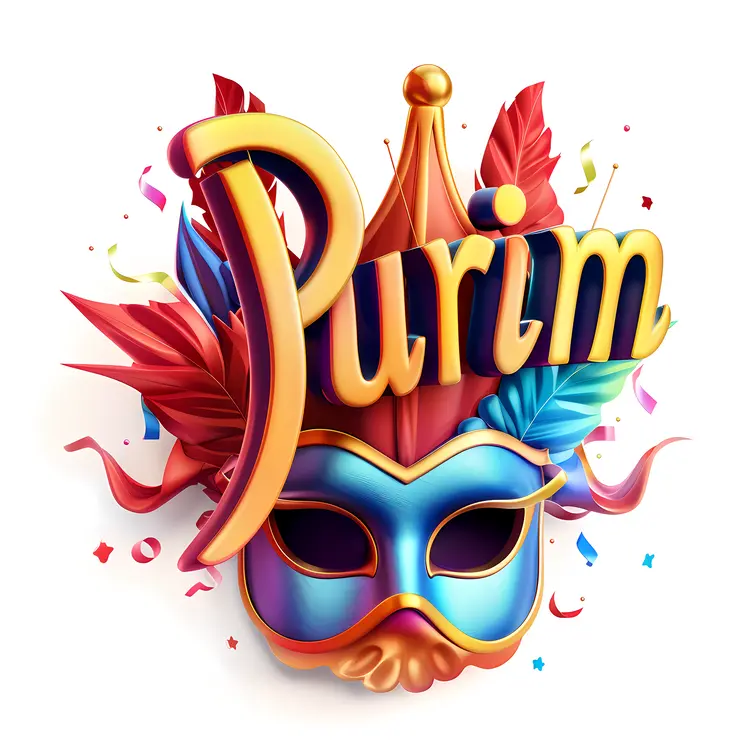 Festive Purim Mask with Feathers