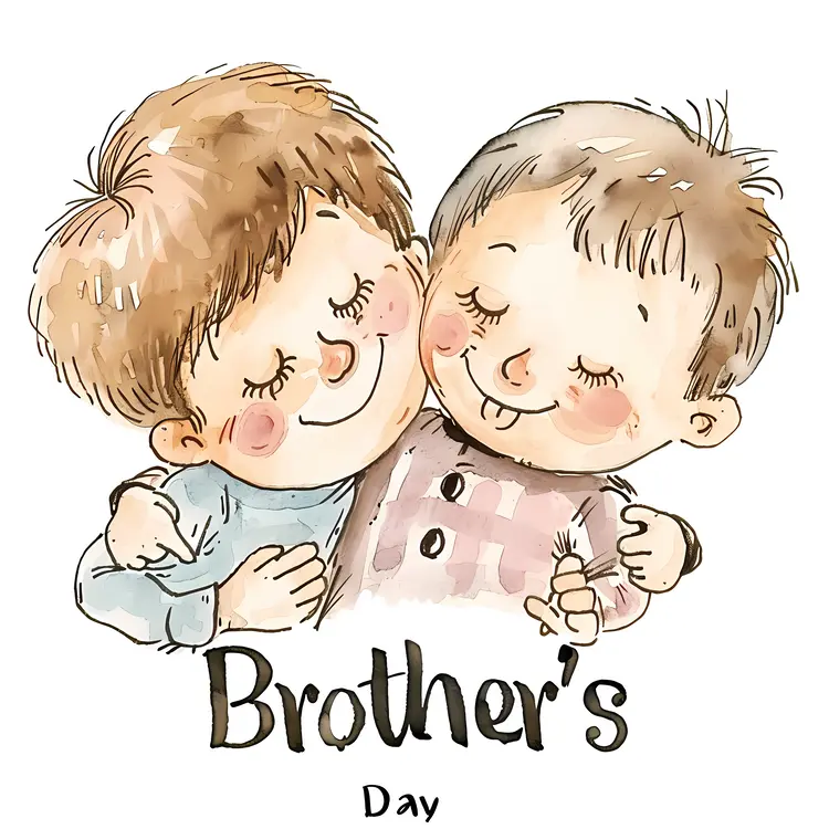 Cute Illustration of Two Boys Hugging for Brother's Day