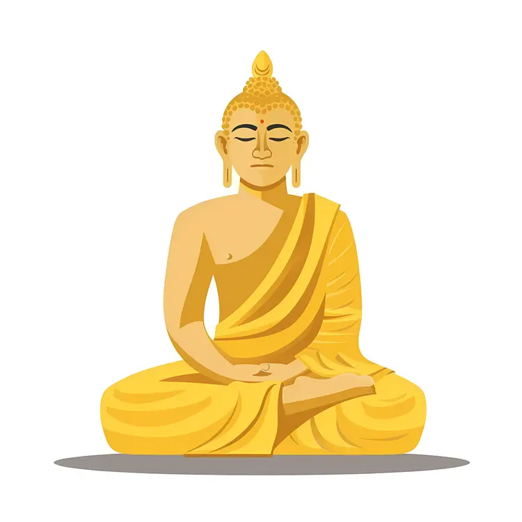 Golden Meditating Buddha Illustration