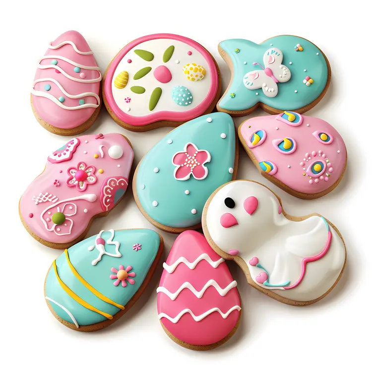 Decorated Easter Cookies in Pastel Colors