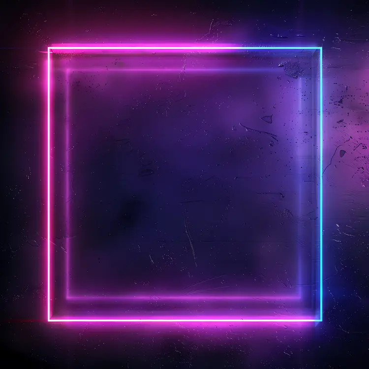 Neon Square Frame with Purple and Blue Glow