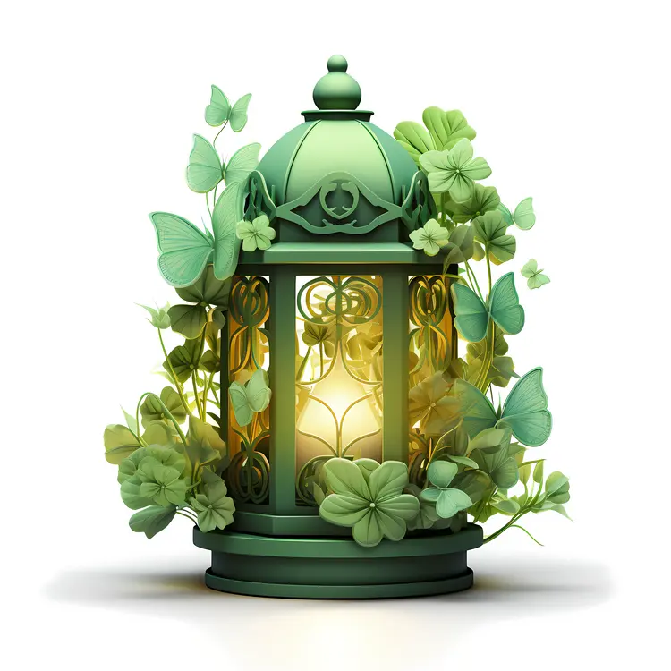 Green Lantern with Clovers and Glow