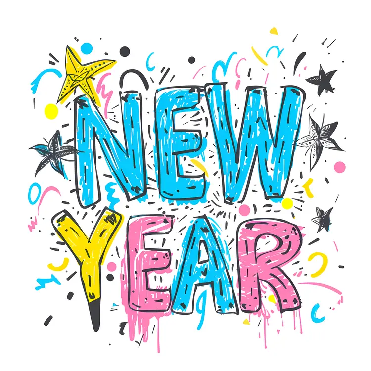New Year Celebration with Confetti