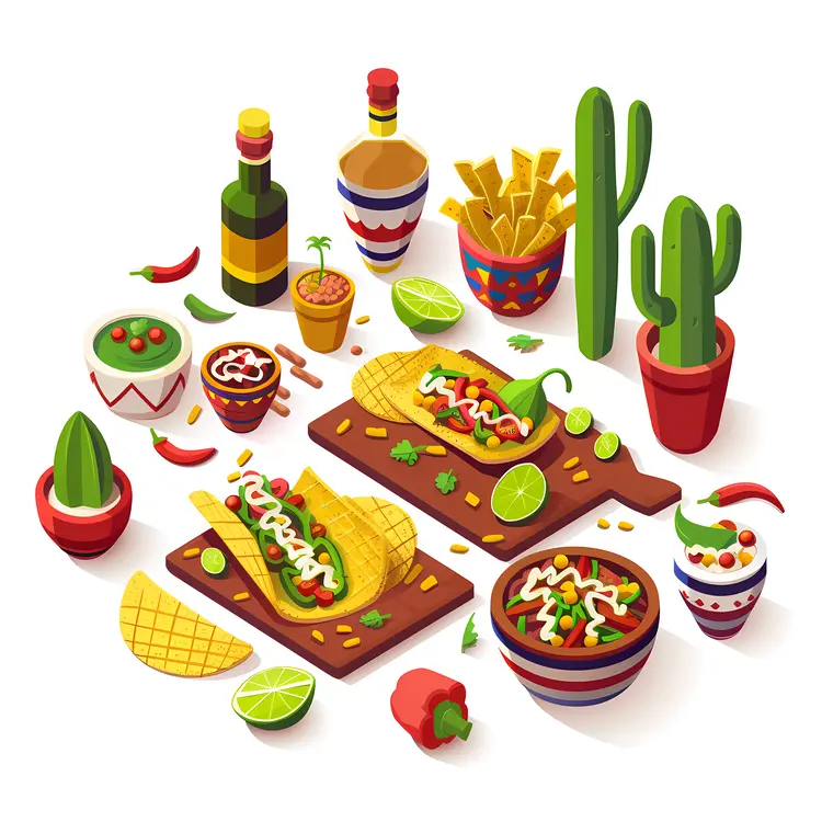 Delicious Mexican Food with Tacos and Salsa