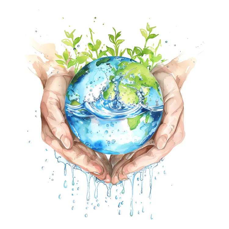 Earth in Hands with Water