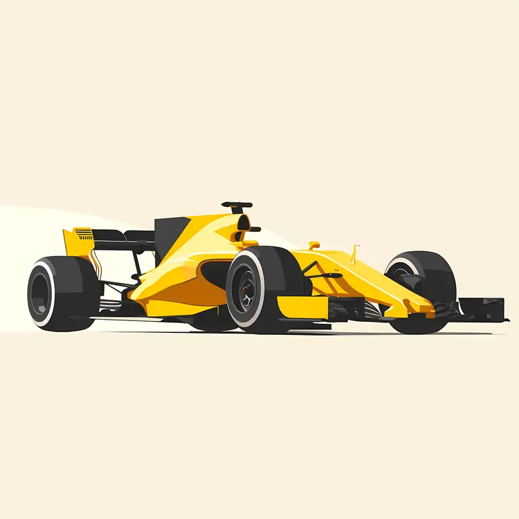 Yellow Formula 1 Car Side View