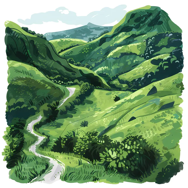 Beautiful Green Hills Landscape