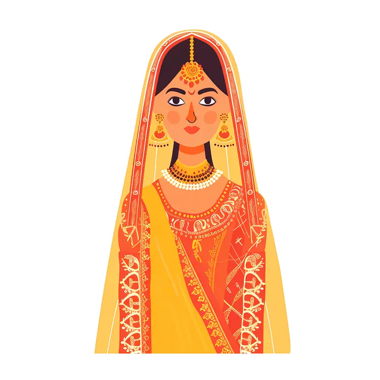 Traditional Indian Bride in Yellow and Red Attire