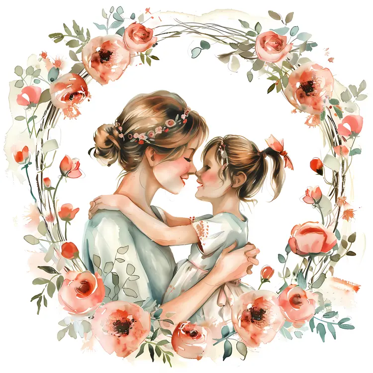 Mother and Daughter Embracing