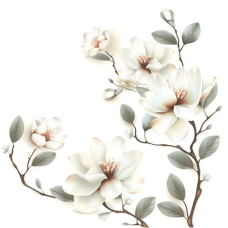 Elegant White Flowers on Branch