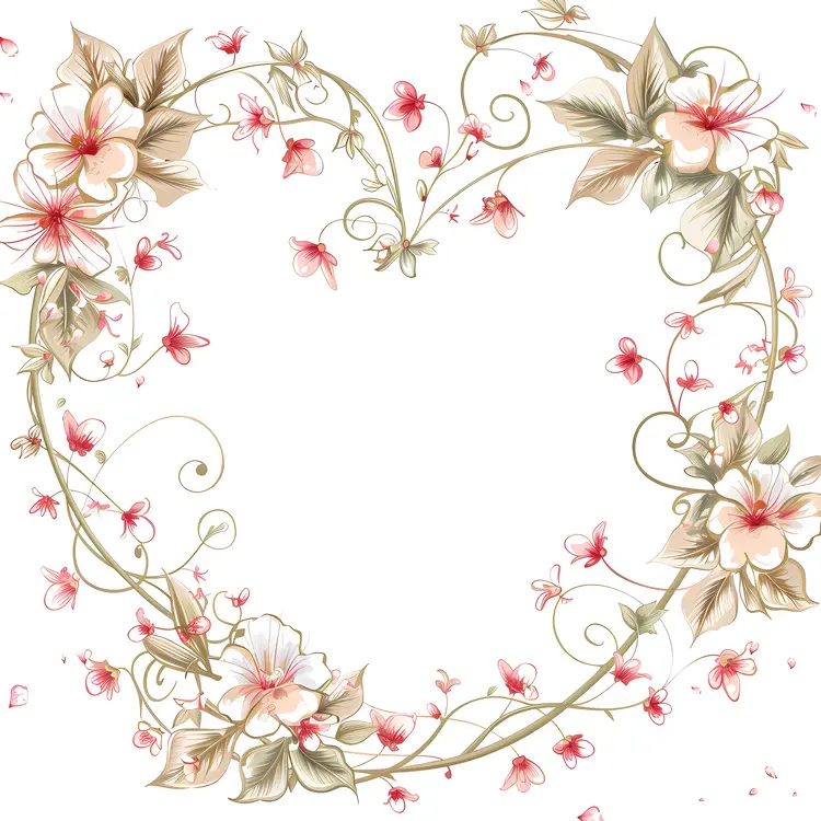 Heart Shaped Floral Decorative Frame