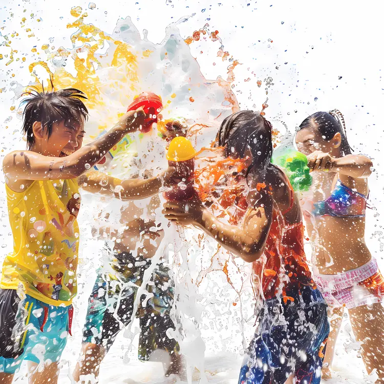 Children Enjoying a Water Balloon Fight