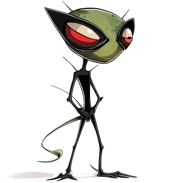 Red-Eyed Alien Cartoon Character