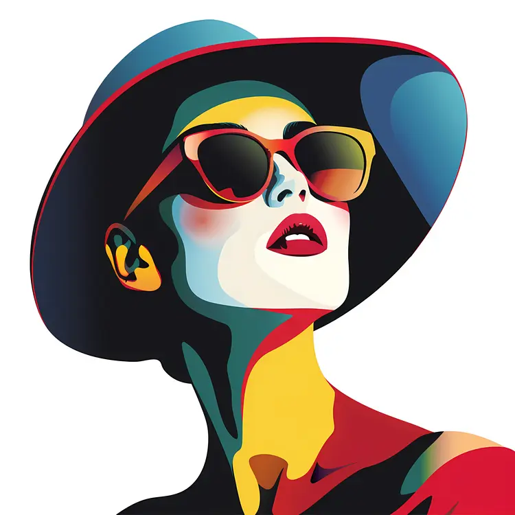 Stylish woman with sunglasses and hat