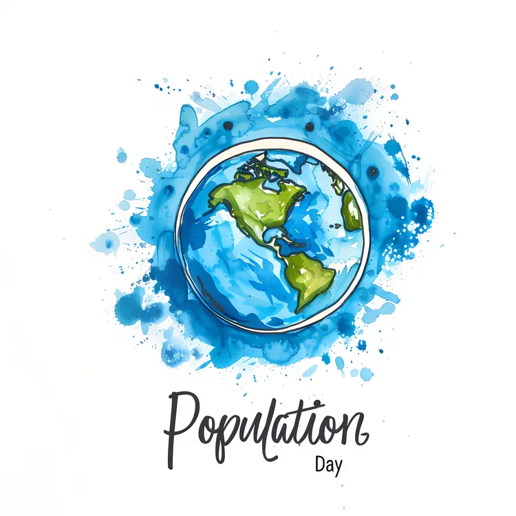 Watercolor Earth for Population Day