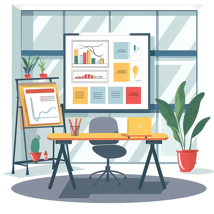 Office Desk with Charts and Graphs