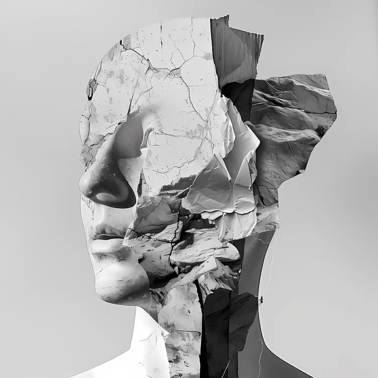Fragmented Marble Sculpture with Abstract Design