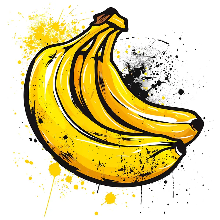 Bunch of Yellow Bananas with Splashes