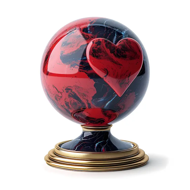 Red Heart Globe on Stand