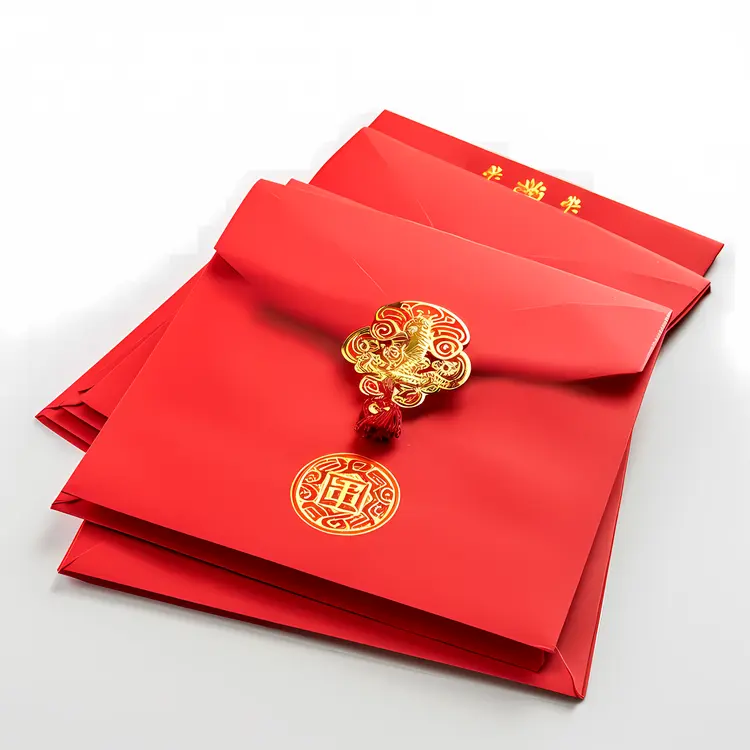 Red Envelope with Gold Ornament for Chinese New Year