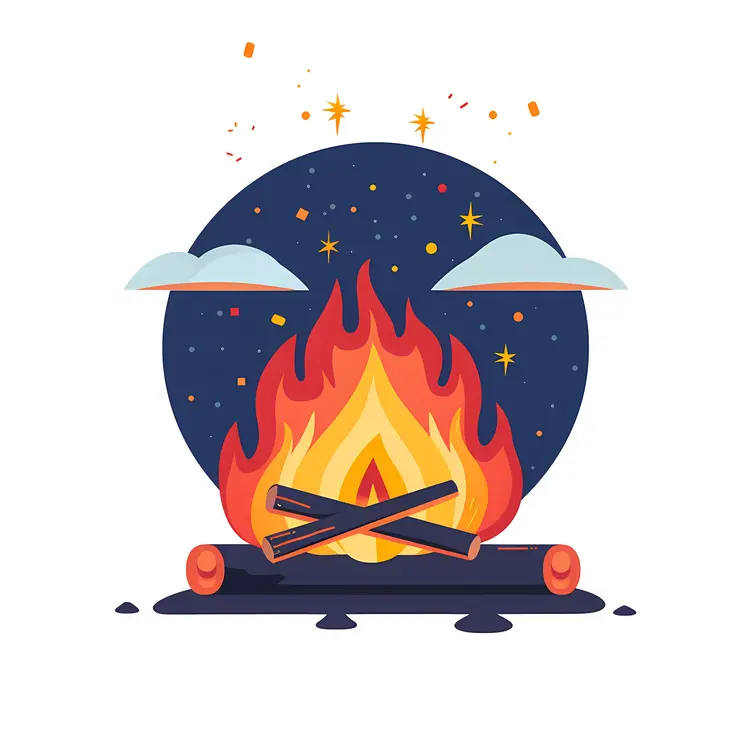 Campfire Under Night Sky