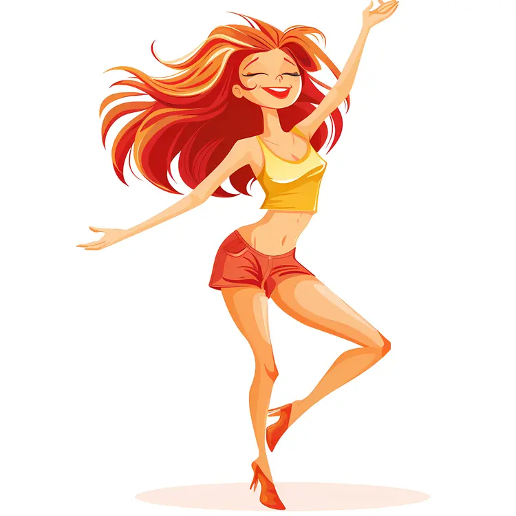 Joyful Summer Girl Dancing