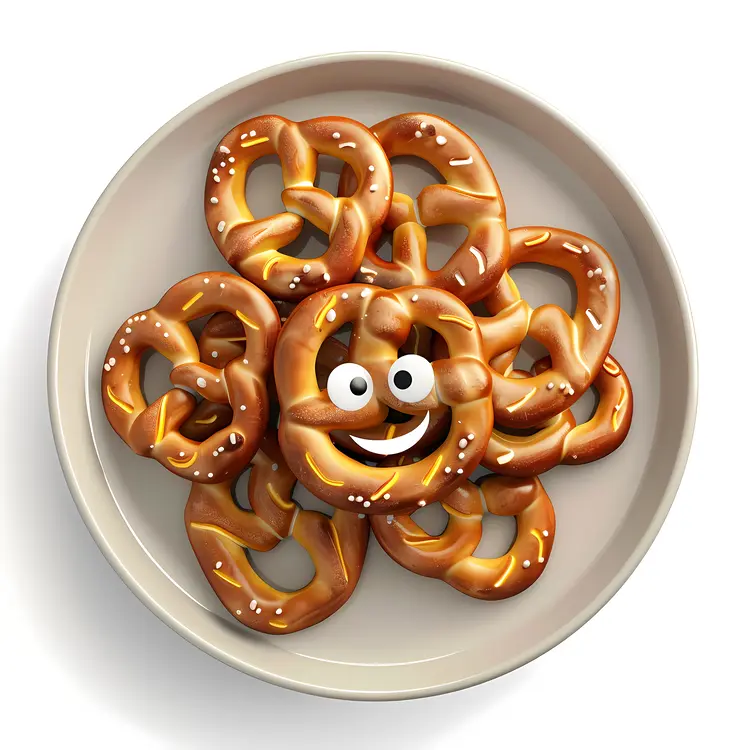 Smiling Pretzel on a Plate